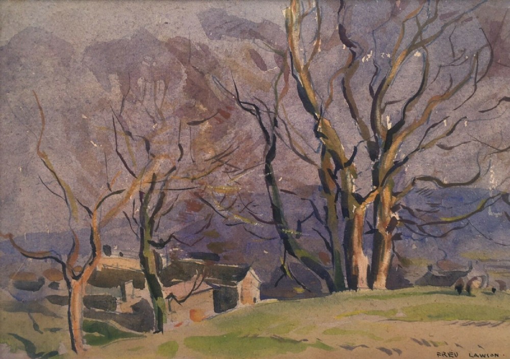 Fred Lawson Signed Original English Watercolour Painting Yorkshire Landscape