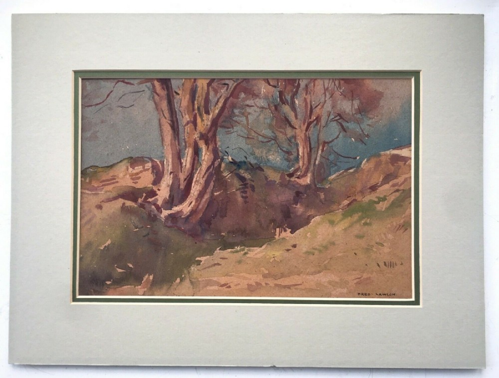 Fred Lawson Signed Original English Vintage Watercolour Painting Yorkshire Tree Study landscape