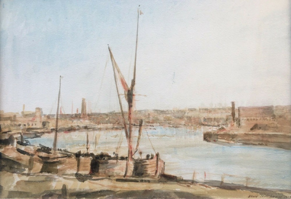 David Thomas Muirhead 1928 Estuary Harbour Seascape Signed Watercolour Painting