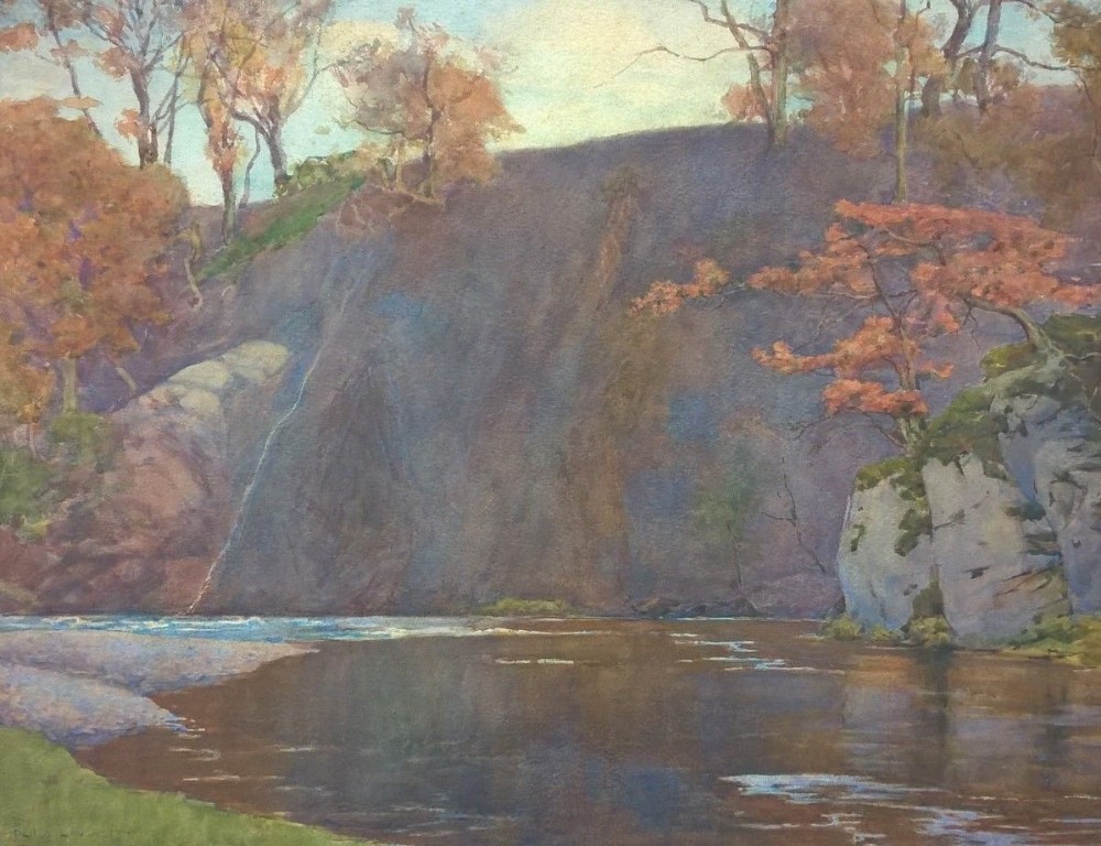 Percy Lancaster Signed Original English Vintage Watercolour Painting River Wharfe Bolton Abbey Yorkshire Dales