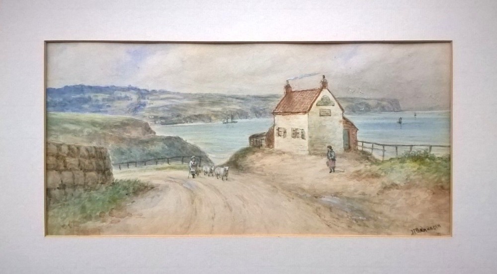 JOHN FRANCIS BRANEGAN Original Antique English Watercolour Painting Upgang Whitby North Yorkshire Coast Seascape
