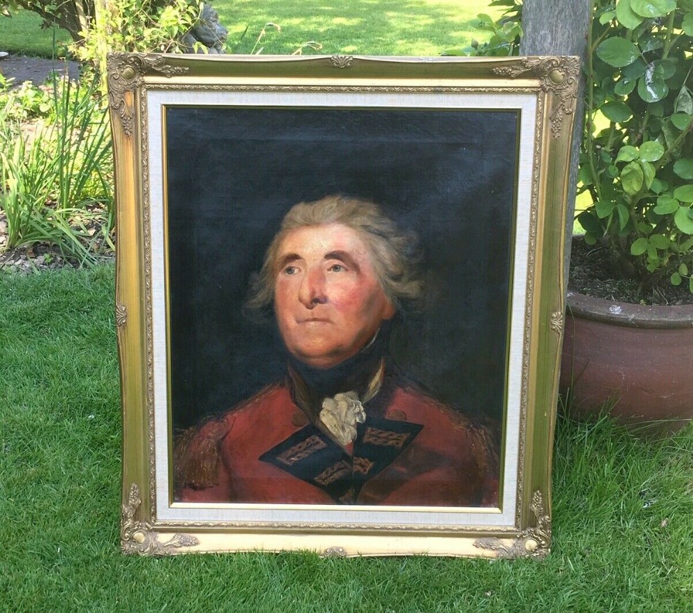 After Joshua Reynolds Original Antique Oil Painting on Canvas General Elliott of Gibraltar Governor of Londonderry