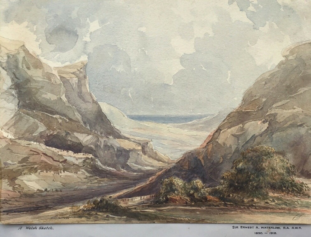 Sir Ernest A Waterlow RA Monogrammed Original Antique Watercolour Painting Welsh Sketch