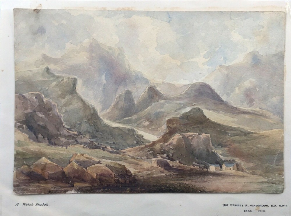 Sir Ernest Albert Waterlow RA Original Watercolour Painting of Welsh Landscape