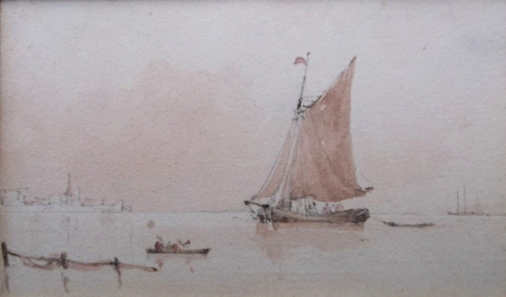 Charles Wild RA RWS 1781-1835 Original Antique Ship Marine Watercolour Painting 