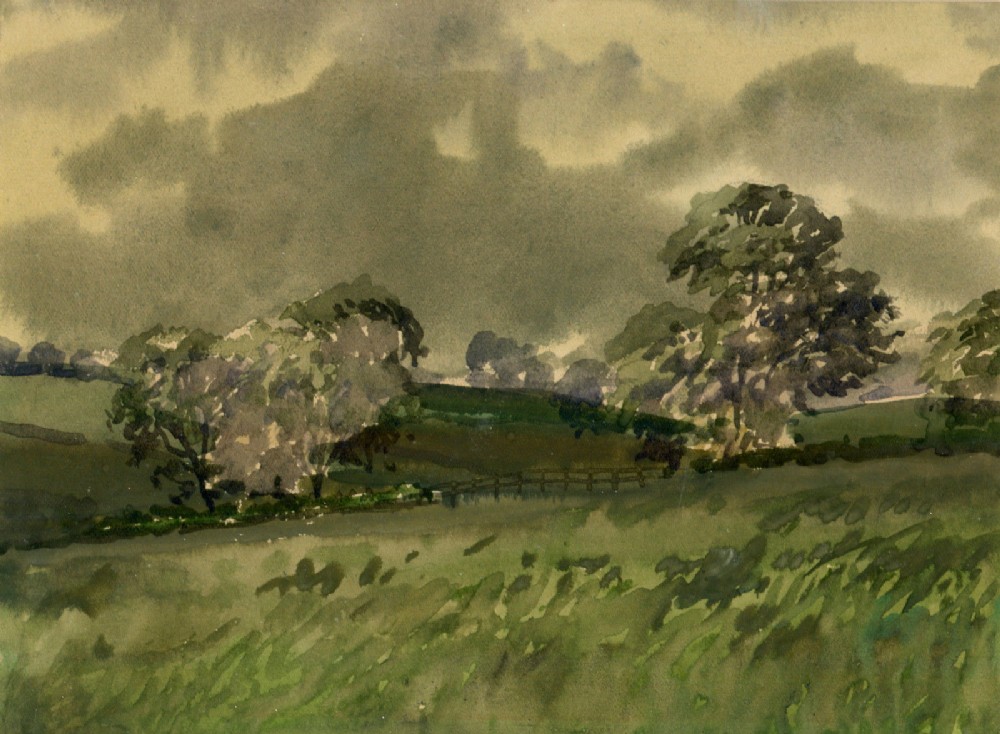 JOSEPH APPLEYARD Original Watercolour Painting Yorkshire Meadow & Tree Landscape