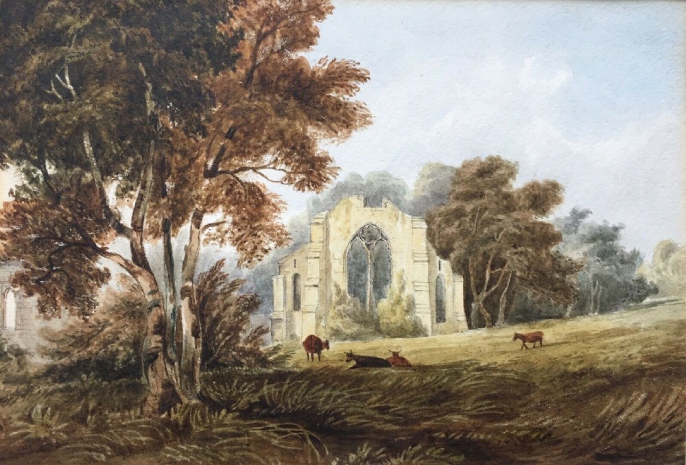 Attributed to Copley Fielding Original Antique 19th Century English Watercolour Painting Netley Abbey Hampshire England