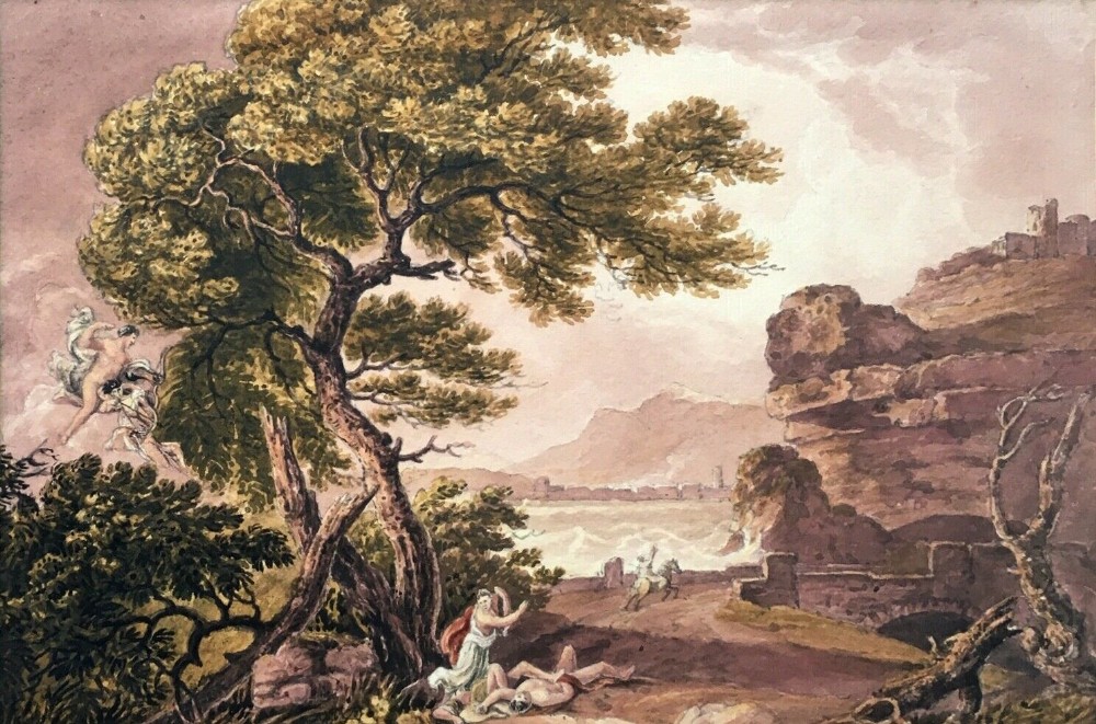 WILLIAM HENRY HARRIOTT Antique 19th Century Watercolour Painting After Richard Wilson 'Niobe' in Hogarth Frame