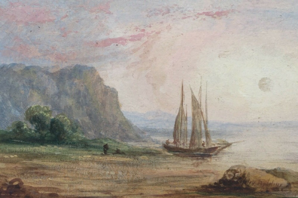 Anthony V Copley Fielding Signed Original Antique Watercolour Painting Seascape