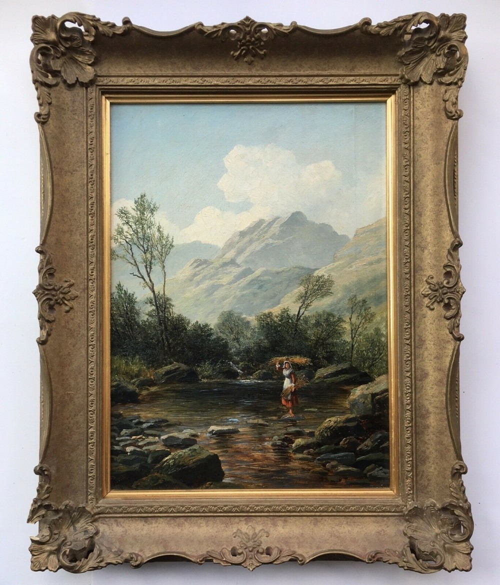 Albert Dunington Original Antique Oil Painting Landscape View near Conwy, Wales
