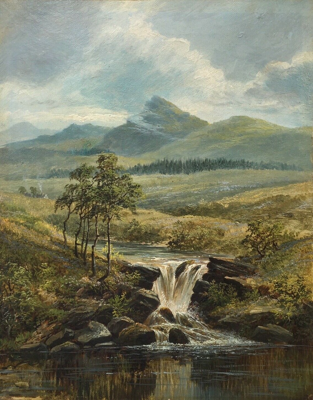 ALBERT DUNINGTON Original Antique Oil Painting Lanscape View, Grampian Scotland
