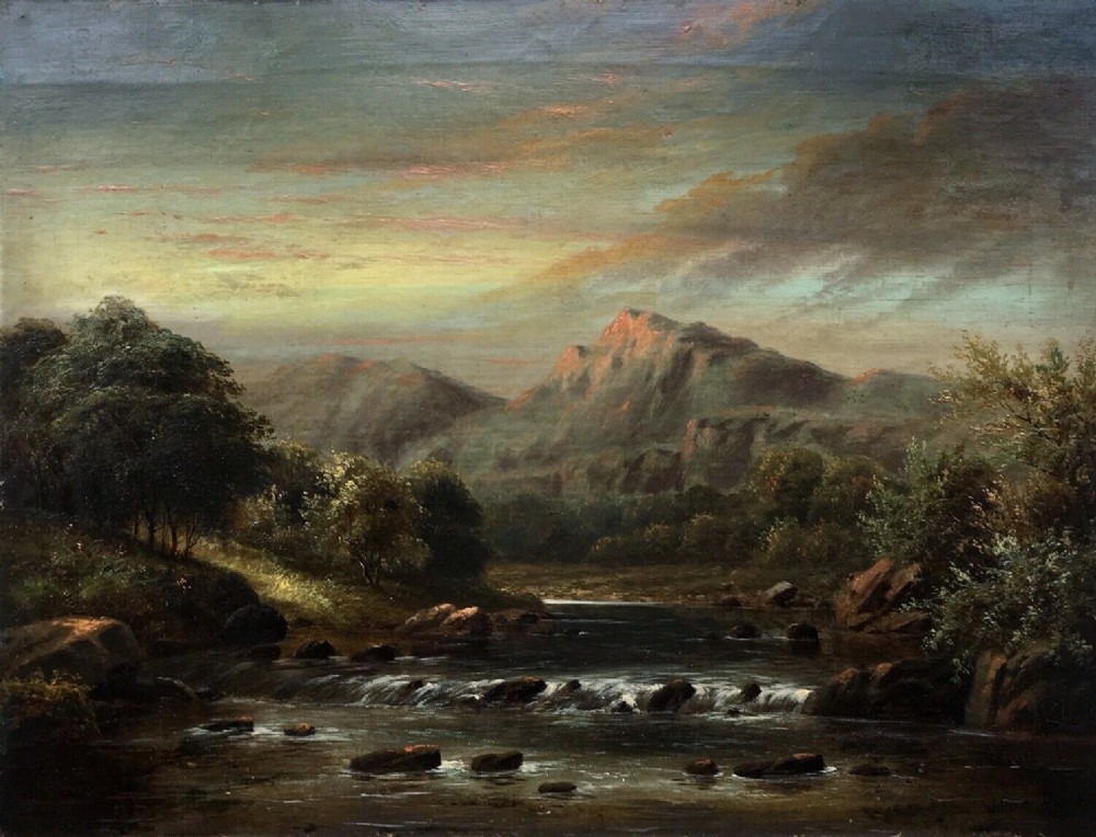 William Mellor Signed Original Antique Oil Painting, On the Lledr, North Wales 