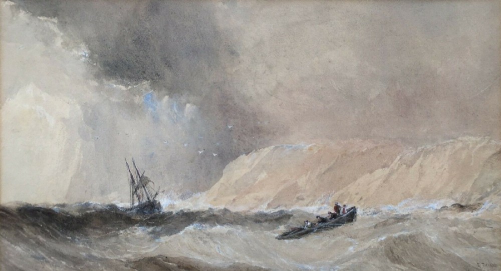 Signed E (Edward Snr) Tucker Antique Original Watercolour Painting Seascape No 2
