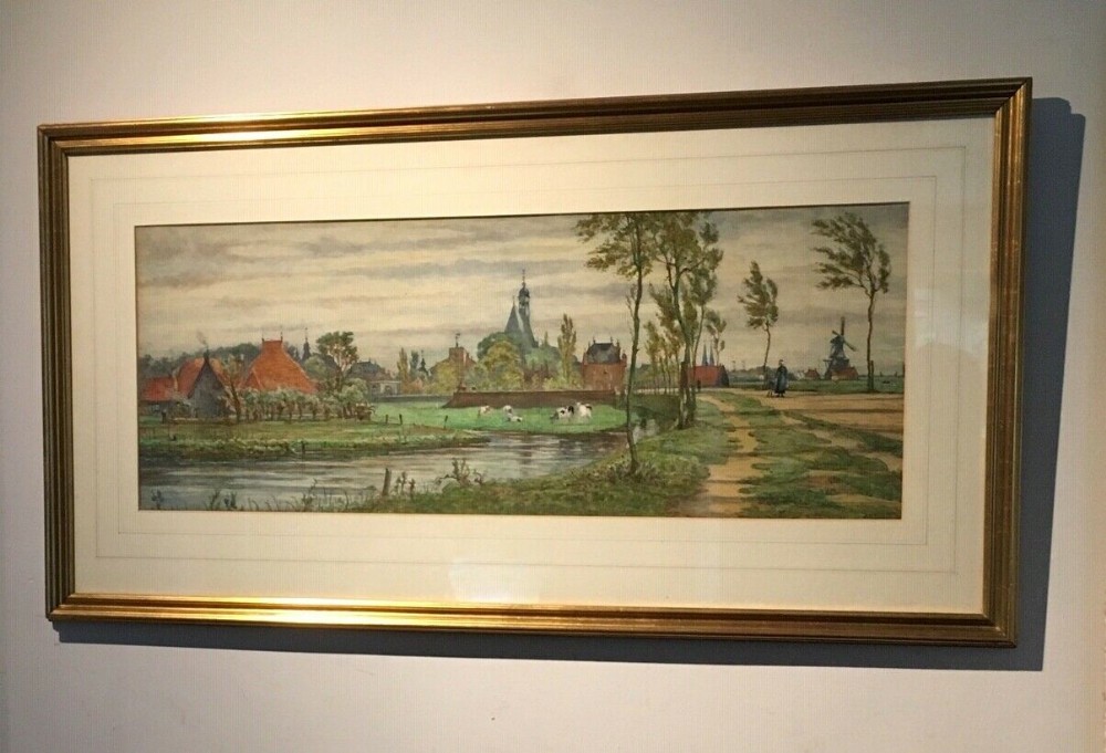 Andrew B Donaldson Signed Original Antique Dutch Watercolour Painting, Sneek, Friesland