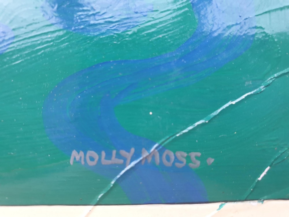 Molly Moss Signed Original Mid 20th Century Pop Art Oil Painting on Board Seaside Girls Titled 