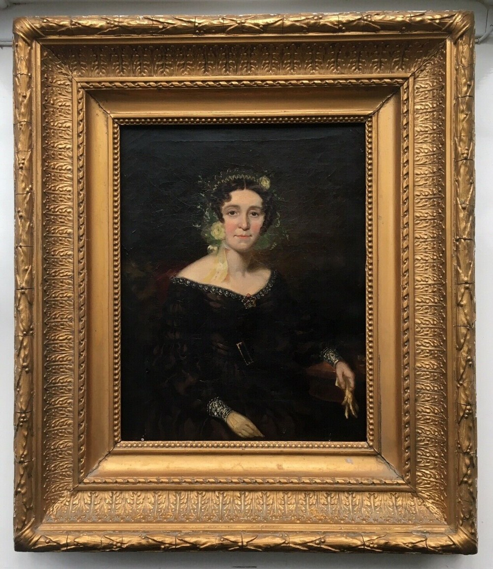 Manner of Pickersgill Original Antique Oil Painting & Frame Portrait Lady Mary 