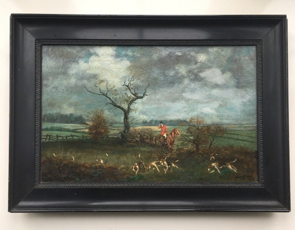 Francis Kenneth Elwell 1938 Original Signed Oil Painting on Canvas Fox Hunting Landscape