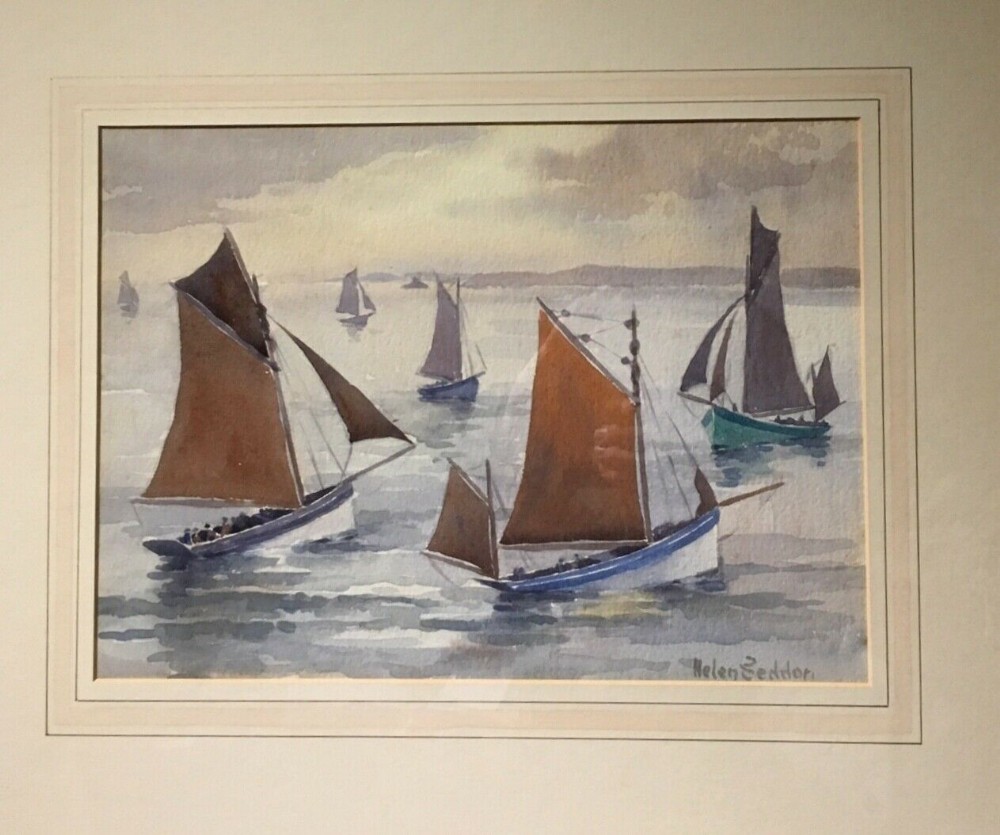 Helen Seddon STISA Boats St Ives Cornwall Signed Original Watercolour Painting