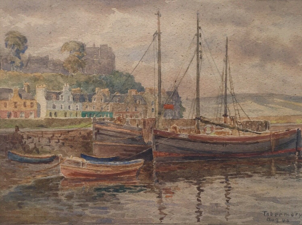 Signed LM Dixon 1946 Vintage Scottish Original Watercolour Painting 