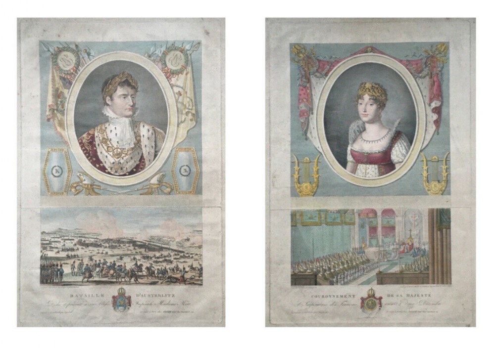 Rare Historical Antique Engravings Etchings NAPOLEON Emperor France King Italy 1806 together with Josephine J.A. Laurent