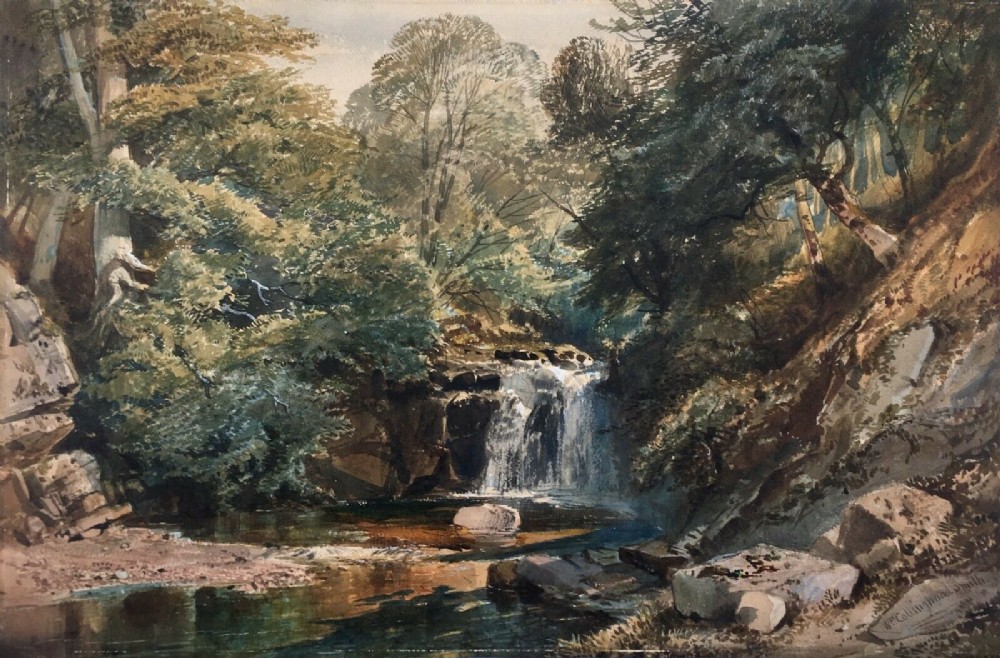 William Collingwood Smith Antique Watercolour Painting Watersmeet North Devon 