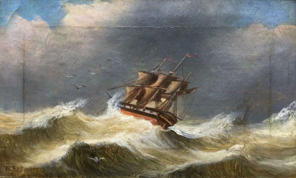 Manner of Henry Redmore Original Oil Painting bears signature Stormy Seascape 
