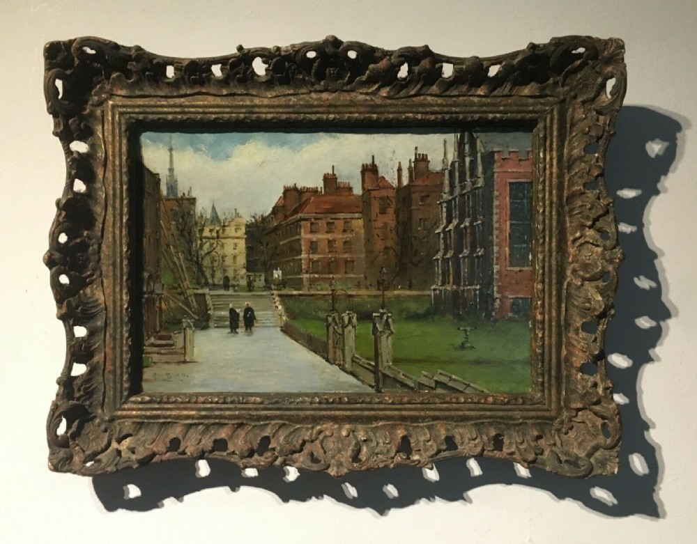 G M Burn Original Signed Vintage Oil Painting of Middle Temple London