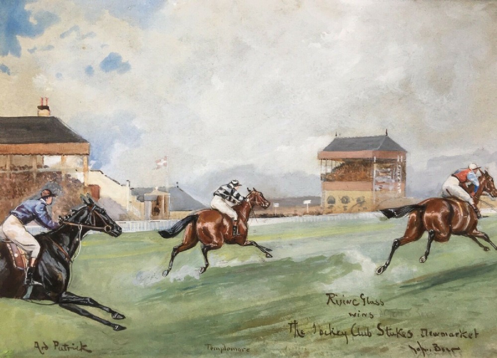 John Beer 1902 Jockey Club Stakes Newmarket Signed Antique Original Watercolour
