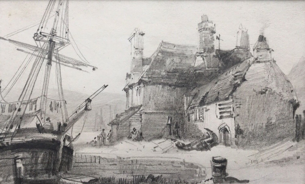 Henry Barlow Carter Original Drawing The Old Ferry House Oreston Plymouth Devon