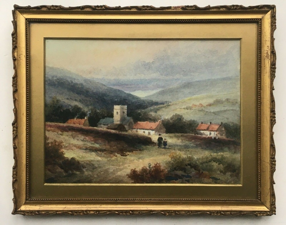 F W BOOTY Signed Original 19th Century Antique Watercolour Painting Goathland, Nr Whitby North Yorkshire Moors Landscape
