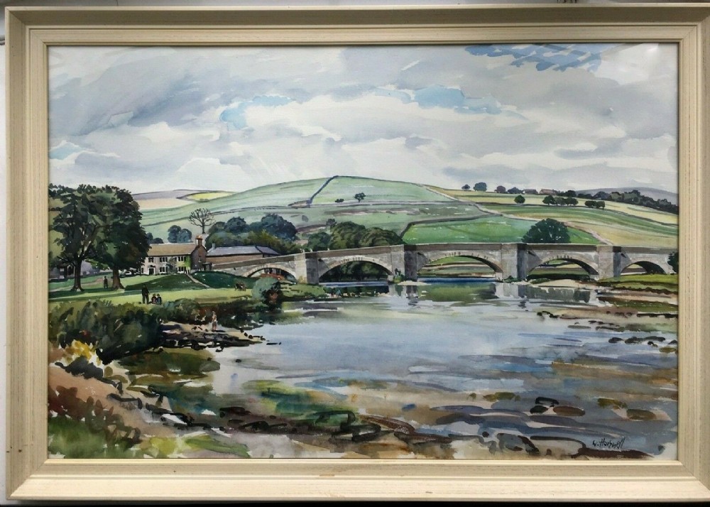 WALTER CECIL HORSNELL Original 20th Century Watercolour Painting Burnsall River Wharfe Yorkshire Dales