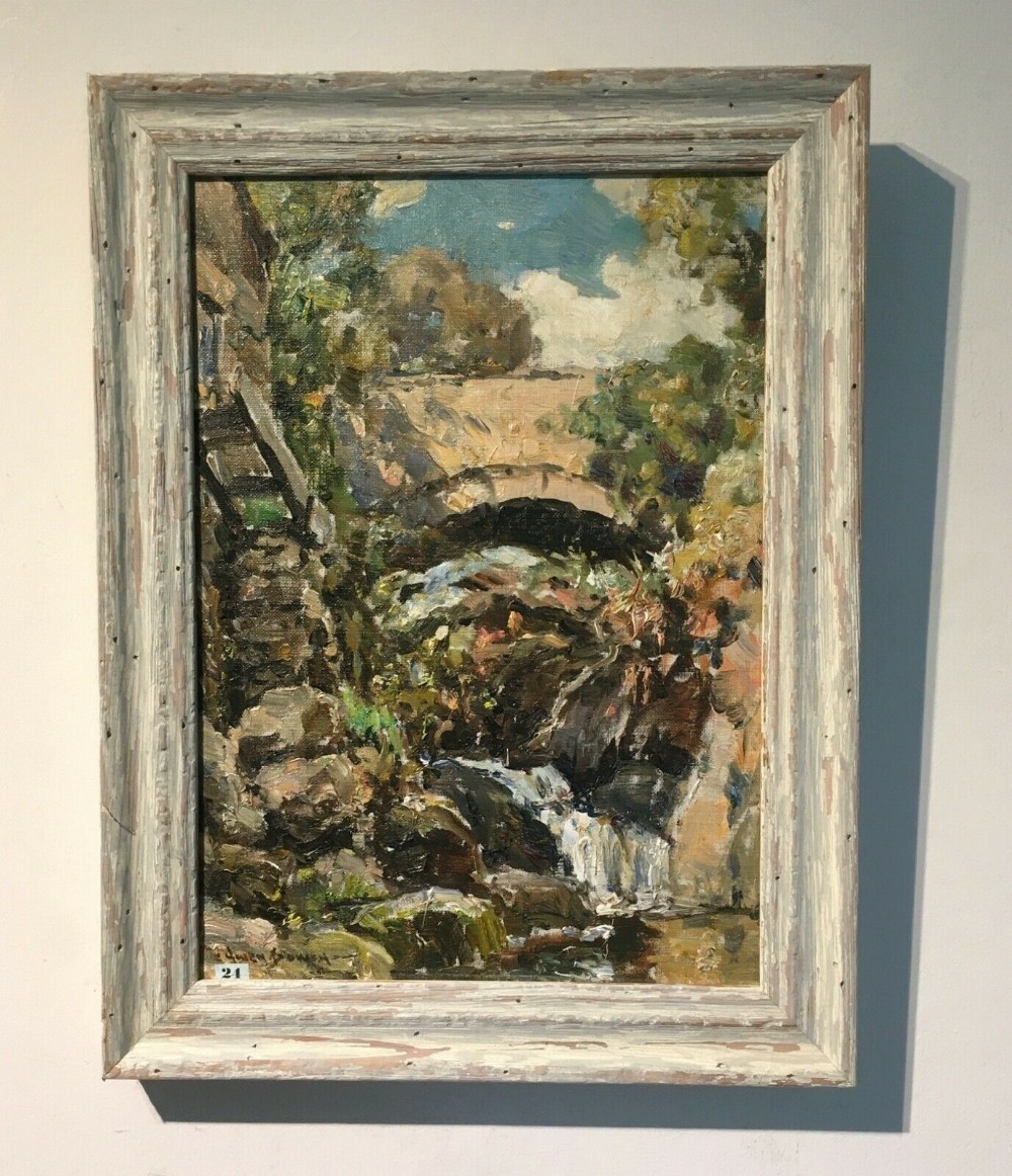 OWEN BOWEN Original Signed Oil Painting Yorkshire Landscape Mill & Stone Bridge