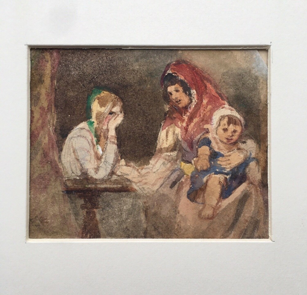 FRANCIS WILLIAM TOPHAM O.W.S. Gypsy Fortune Teller Original 19th Century Watercolour Painting