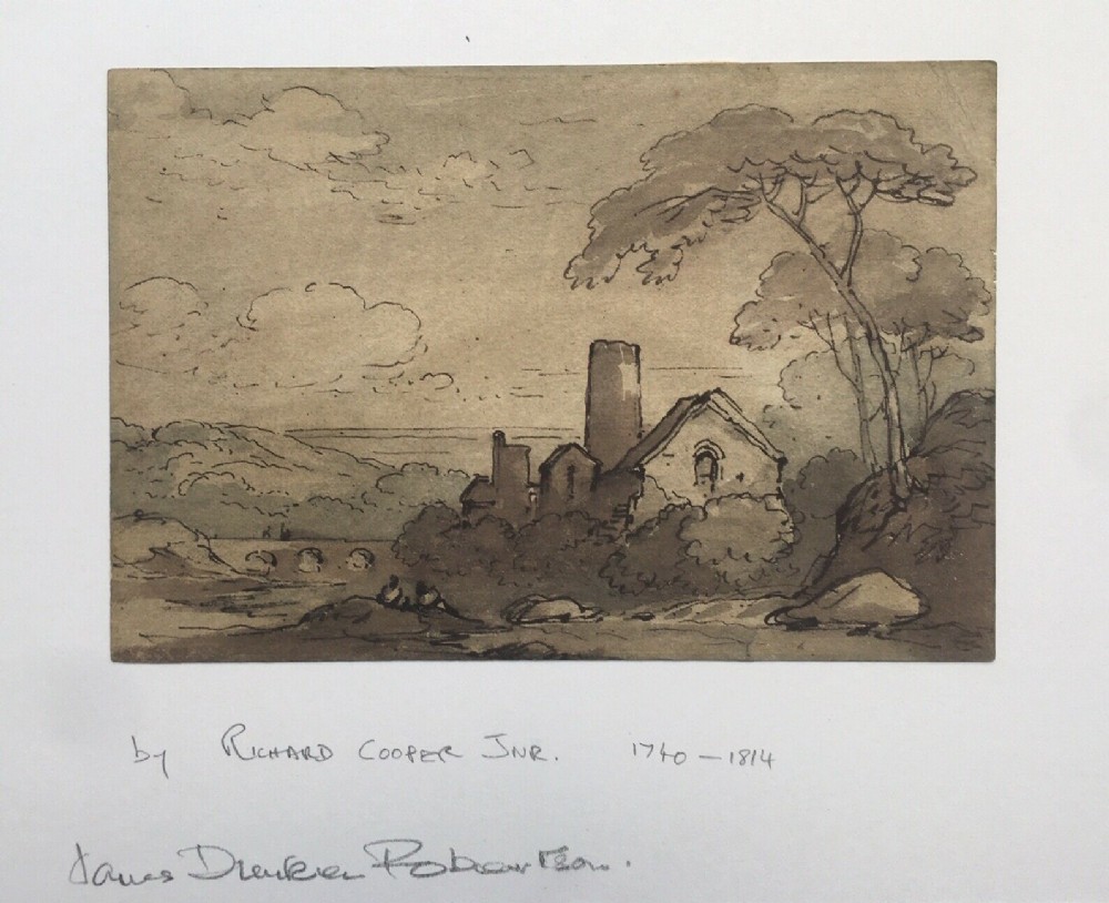 Attributed to RICHARD COOPER JNR Original 18th Century English Antique Watercolour Painting Landscape Study 