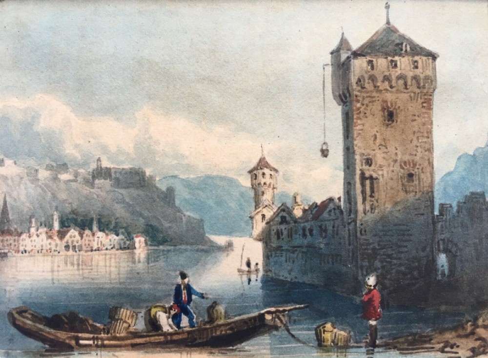 Manner of Samuel Prout View of the Rhine Original Antique Watercolour Painting