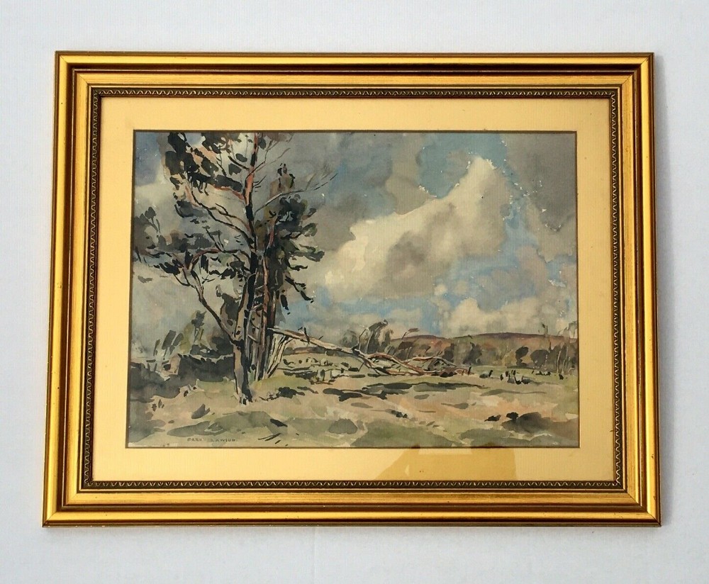 Fred Lawson Signed Original early 20th Century Watercolour Painting Yorkshire Dales Tree Landscape