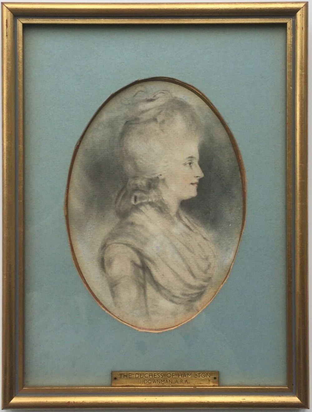 JOHN DOWNMAN, ARA Duchess of Hamilton Original 18th Century Antique Watercolour Portrait Painting