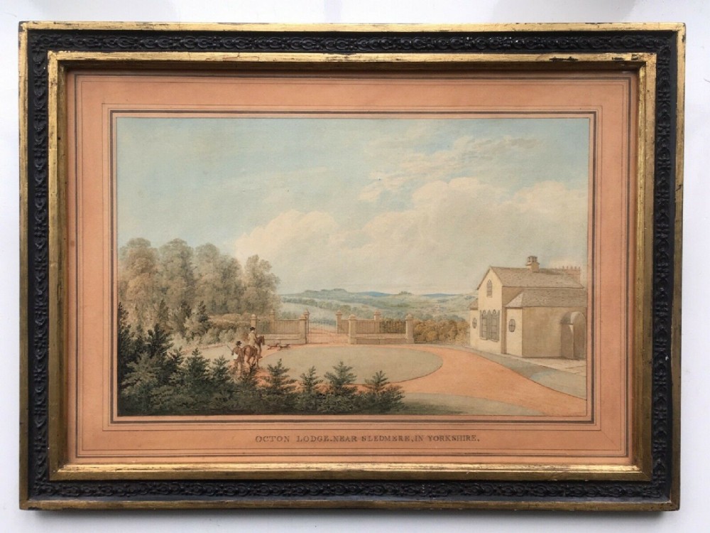 Manner of THOMAS HOSMER SHEPHERD Original Mid 19th Century Antique Watercolour Painting Octon Lodge Sledmere, East Riding of Yorkshire
