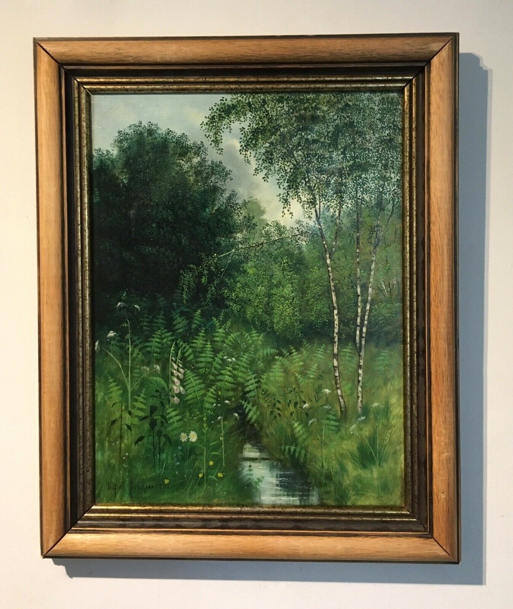 WILFRED JENKINS Original 19th Century Antique Oil Painting on Canvas Landscape, Titled Summer Time 1882