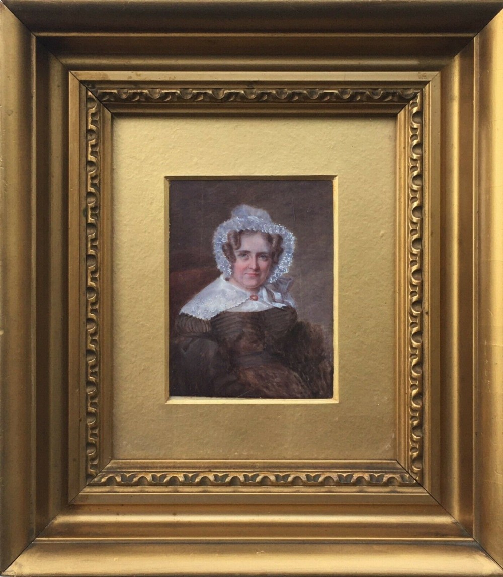 J F Sharpe of Southampton Framed Original Miniature Watercolour Painting of Lady