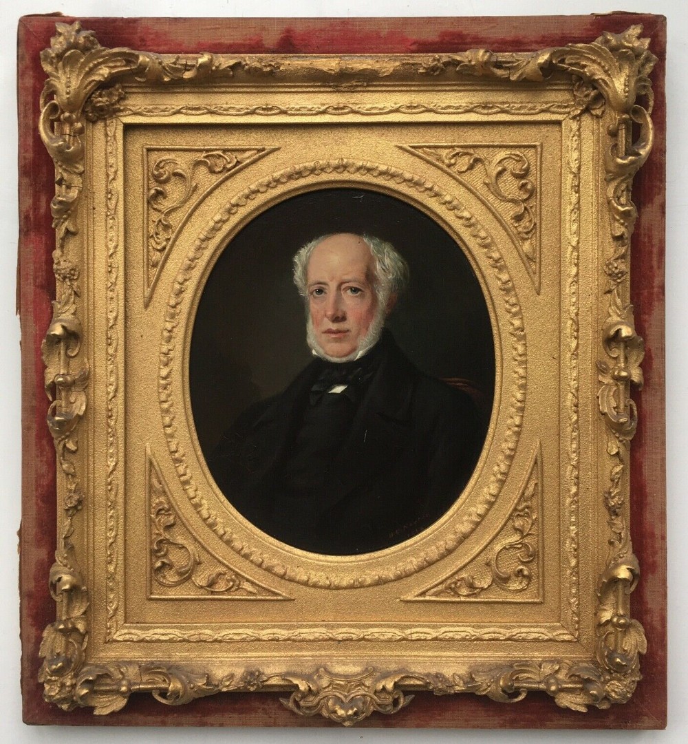Benjamin Cam Norton English School Original Antique Oil Painting of a Victorian Gentleman