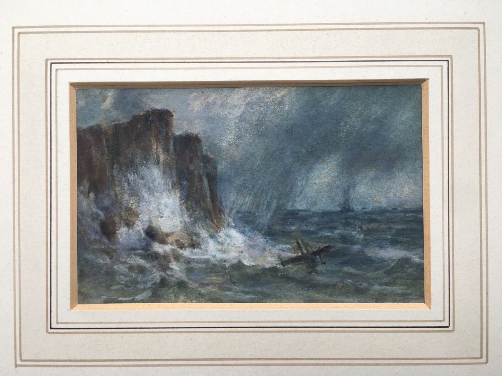 William F Vallance RCA Original 19th Century Antique Watercolour Painting Coastal Seascape
