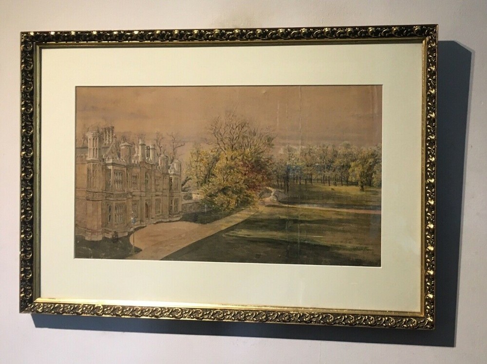 Victoria Susanna Colkett Original Antique Watercolour Painting, Clare College Cambridge 