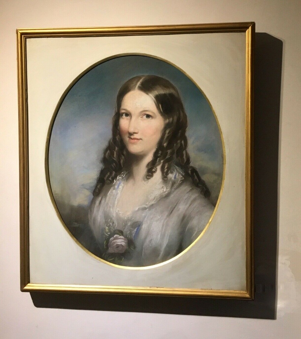 Scottish School Original 19th Century Antique Pastel Female Portrait Painting
