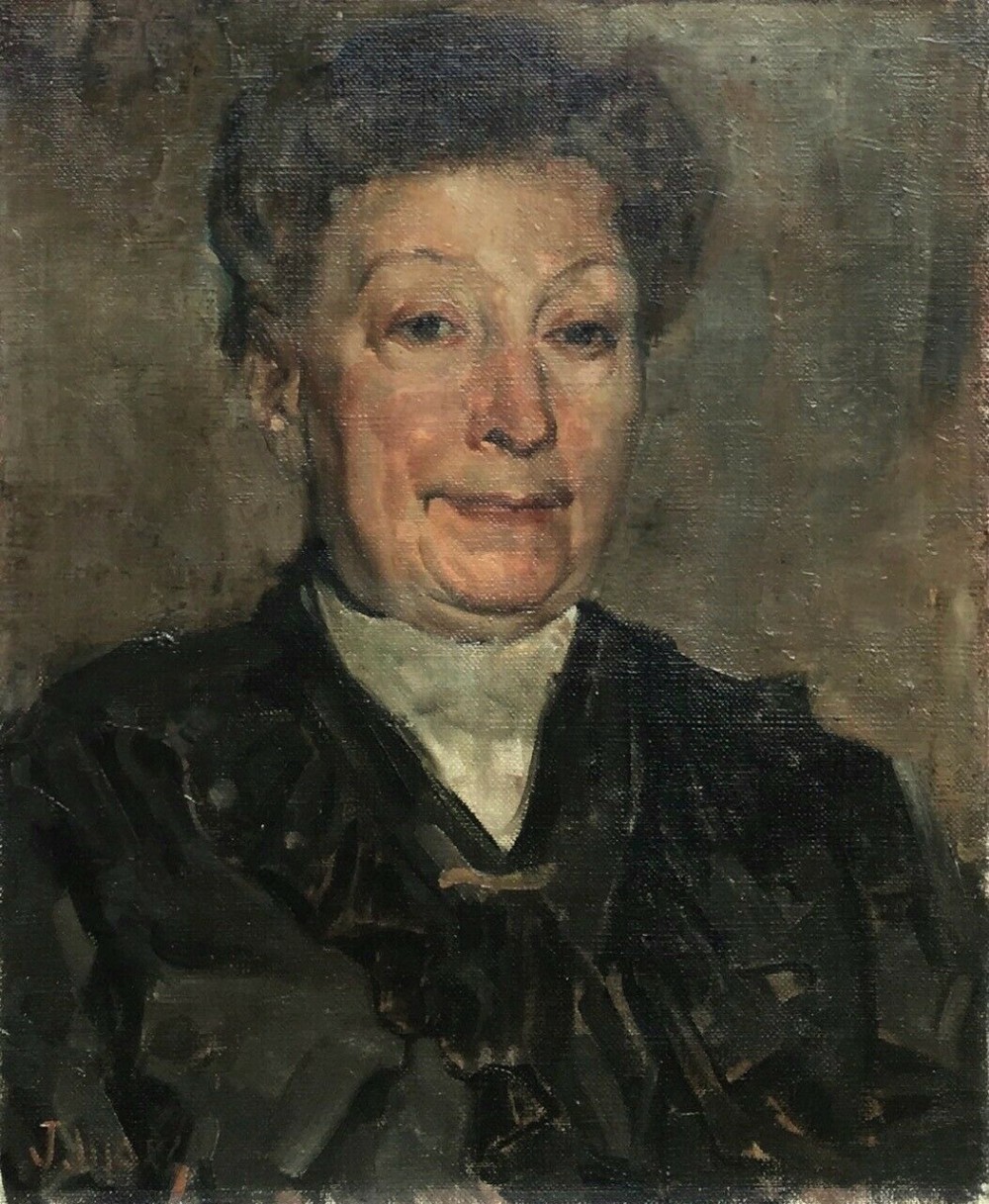 Signed Antique French School Original c19th Antique Oil Painting on Canvas Portrait of a Lady Matriarch Figure