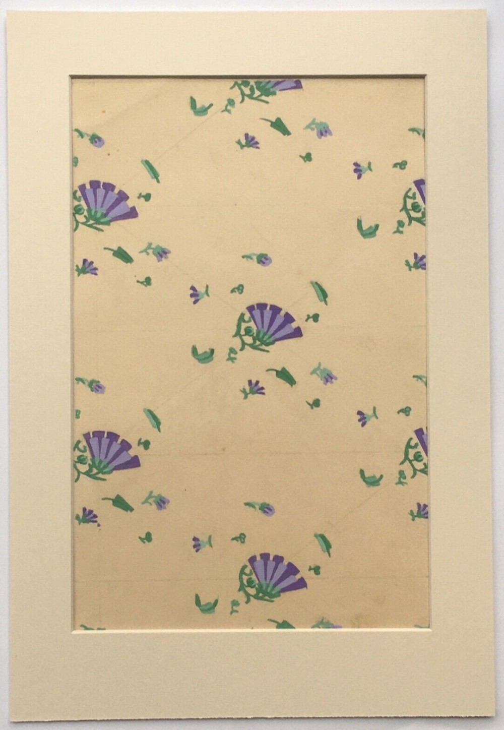 1930's Study of Wallpaper Art Deco Design, Original Vintage Watercolour Painting