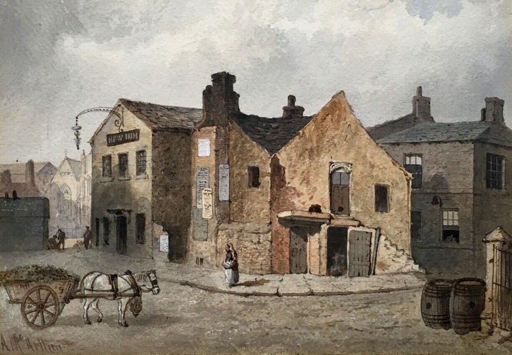 Arthur McArthur Antique Original Watercolour Painting Old Bradford Street Scene