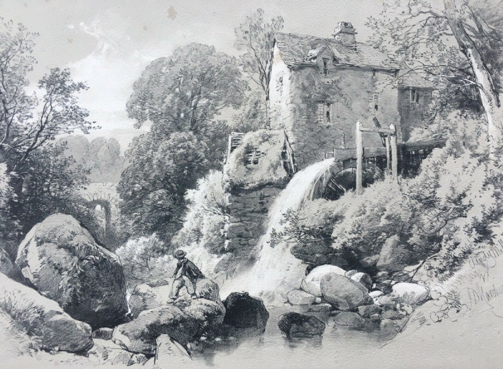 Pandy Mill, North Wales, After J D Harding RARE Original 19th Century Lithograph on Card
