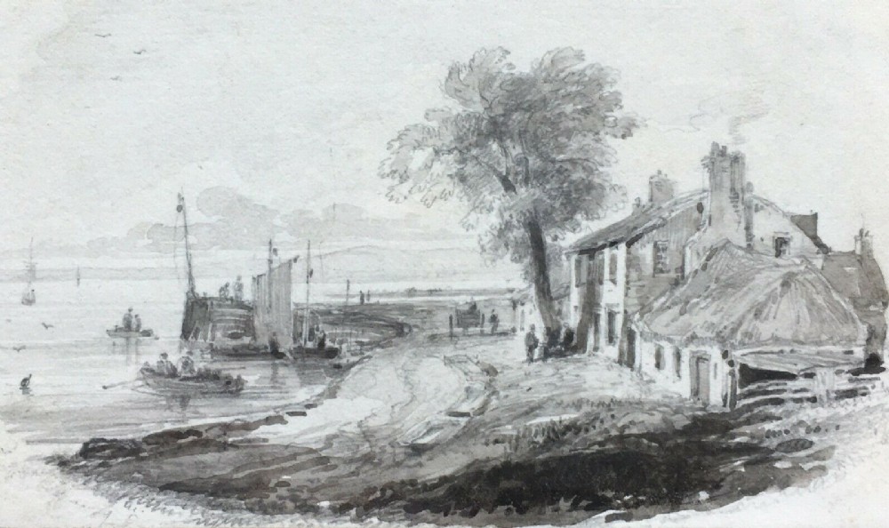 John Wilson Ewbank Original 19th Century English Antique Pencil & Watercolour Painting Yorkshire East Coast Seascape