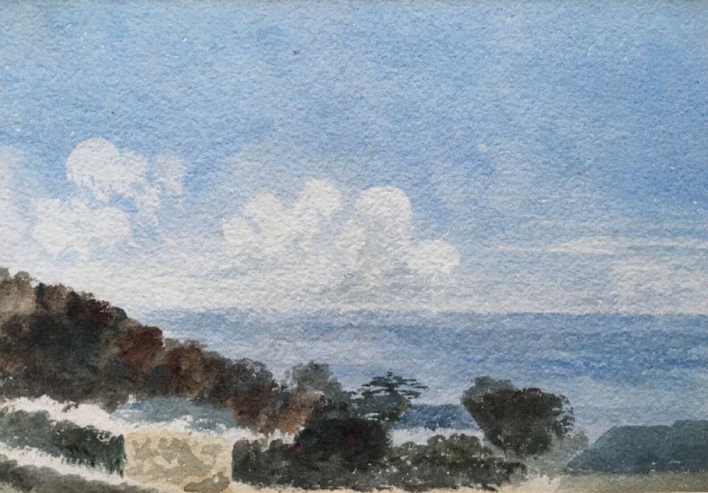 Manner of John Ruskin Bonchurch Isle of Wight 1867 Original Antique Watercolour Landscape Painting